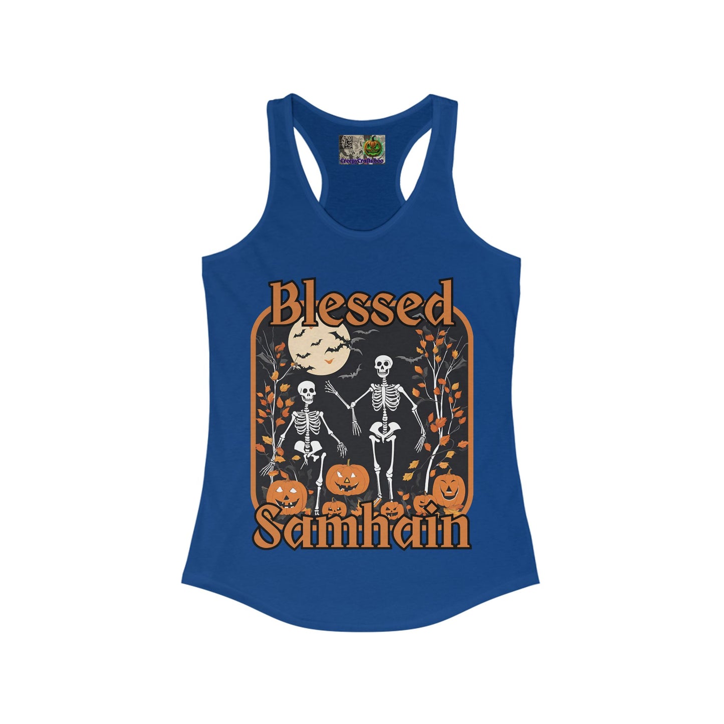 Spooktacular Skeletons of Samhain Women's Racerback Tank Top by CreepyCrafts.boo