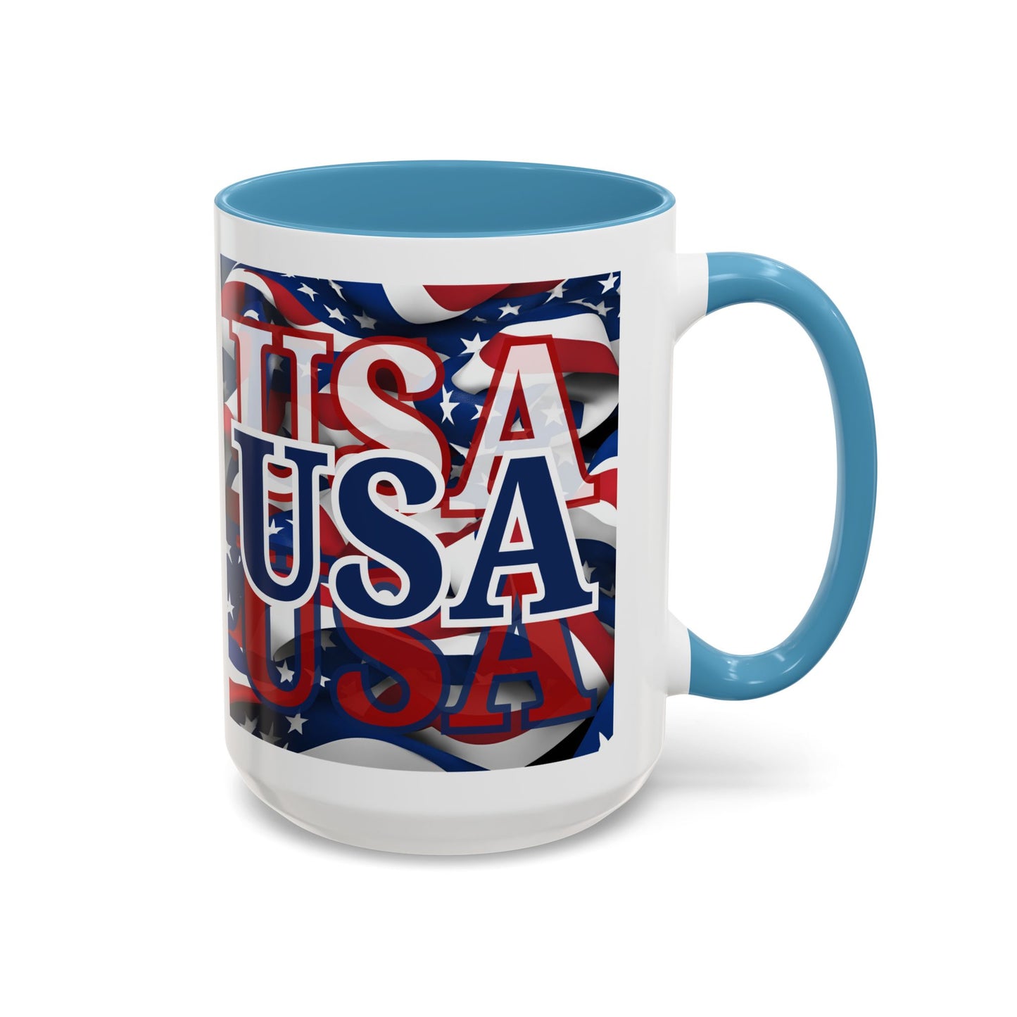 USA Blue font Center Patriot Accent Mug by cypherpunkgear.com