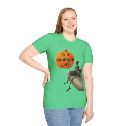 Is it Samhain yet? Skeleton's Pumpkin Dark colors Unisex T-Shirt by CreepyCrafts.boo
