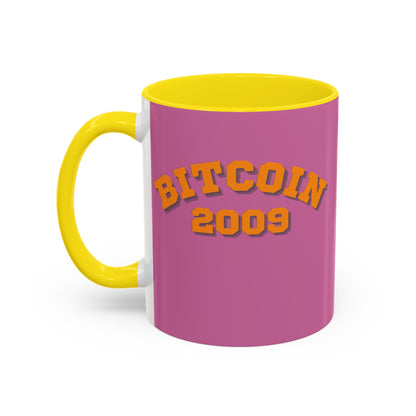 Bitcoin 2009 Pink Accent Mug by cypherpunkgear.com