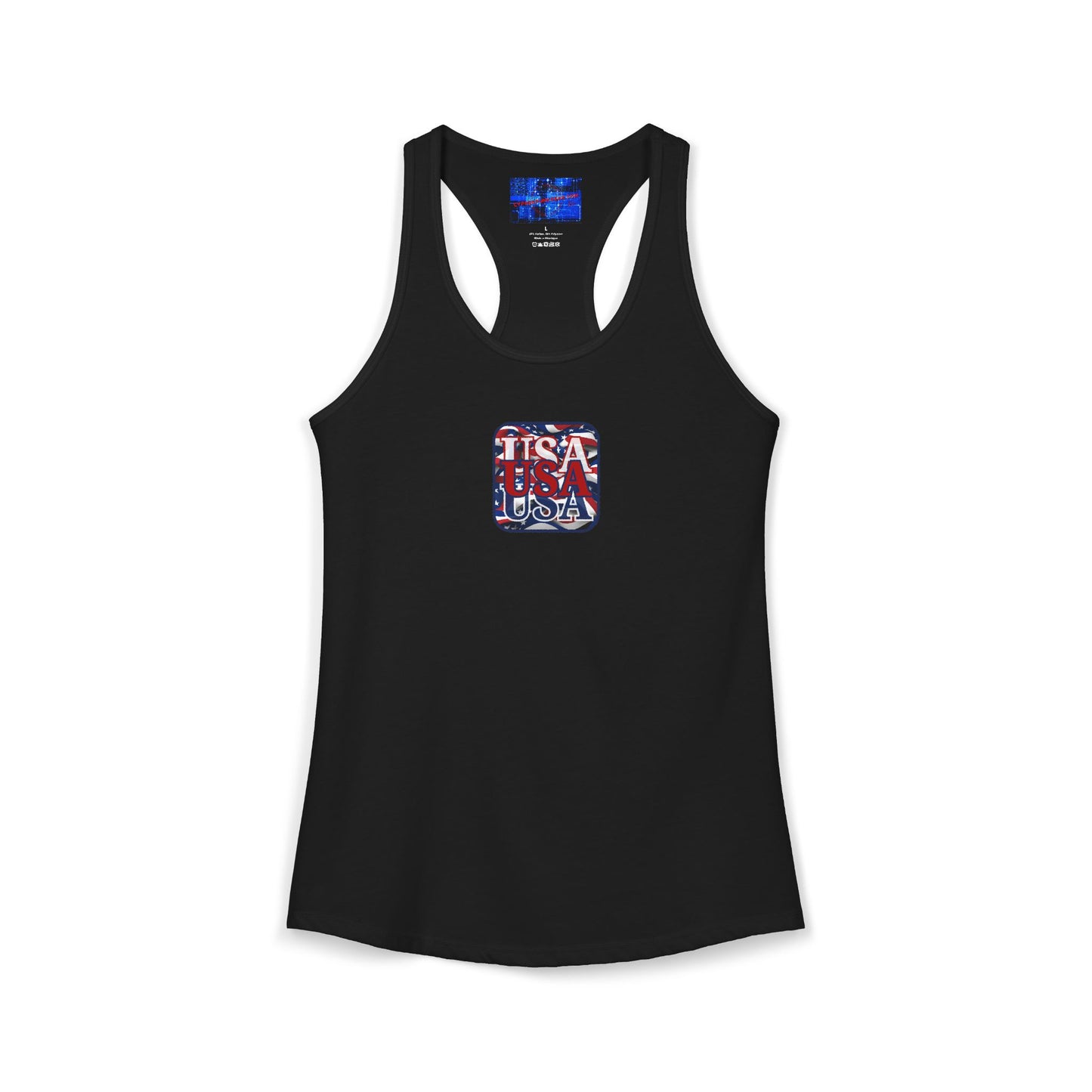 2-sided RED White and Blue USA Patriot Women's Racerback Tank Top by cypherpunkgear.com