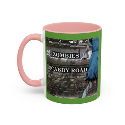 2-sided, Scabby Road Green Accent Mug by CreepyCrafts.boo