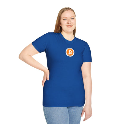 2-sided, Bitcoin (BTC) Decentralized Freedom Dark colors Unisex T-Shirt by cypherpunkgear.com