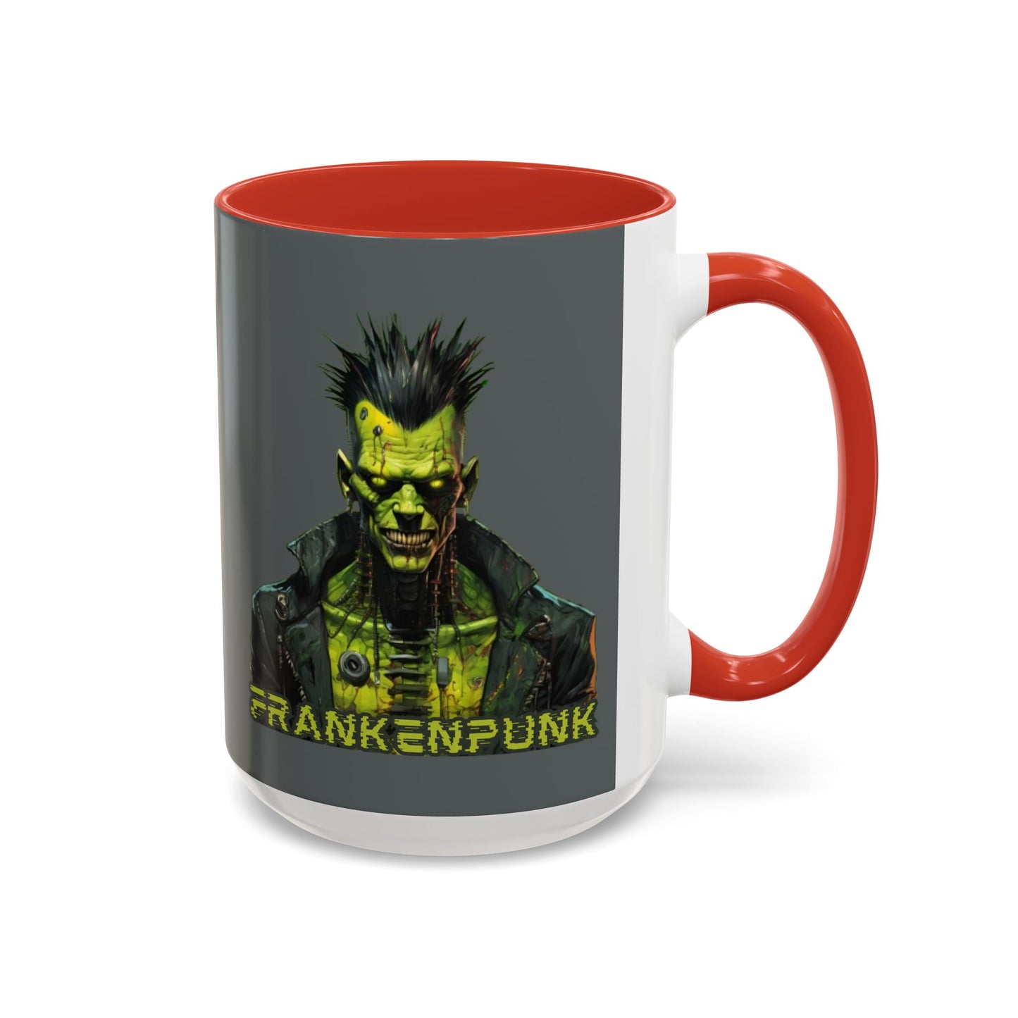 Frankenpunk Grey Accent Mug by CreepyCrafts.boo