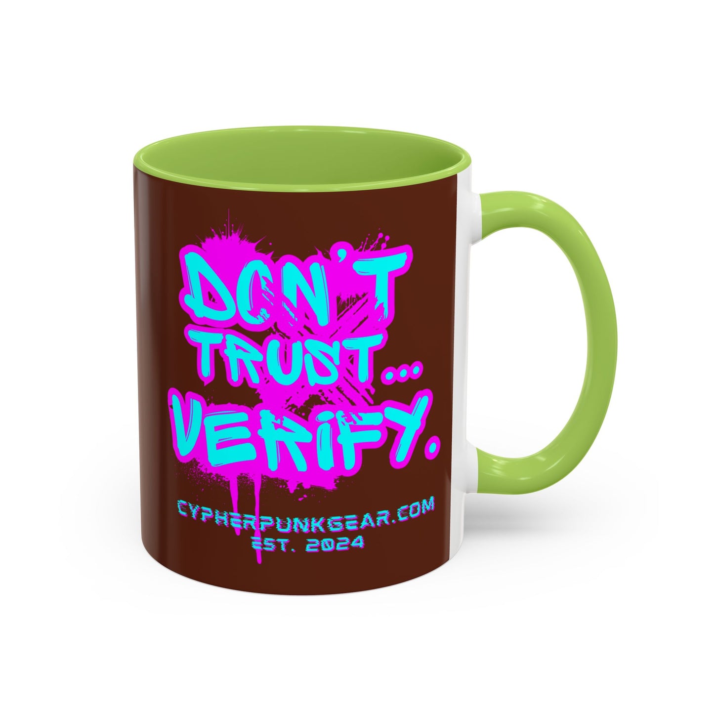 Don't Trust...Verify. Brown Accent Mug by cypherpunkgear.com