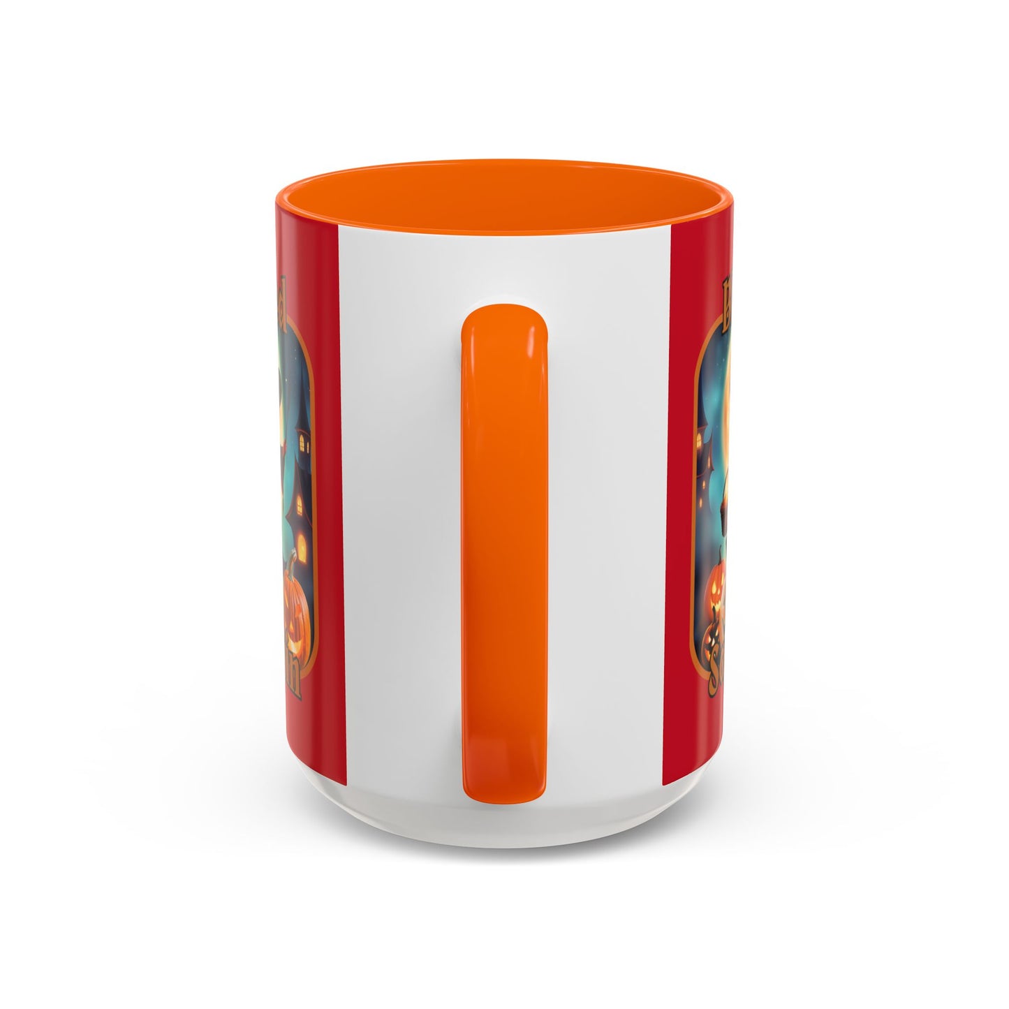 Blessed Samhain Little Witch Orange font Red Accent Mug by CreepyCrafts.boo