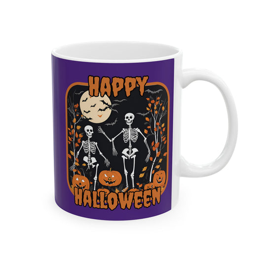 Spooktacular Skeletons of Halloween Purple Mug by CreepyCrafts.boo