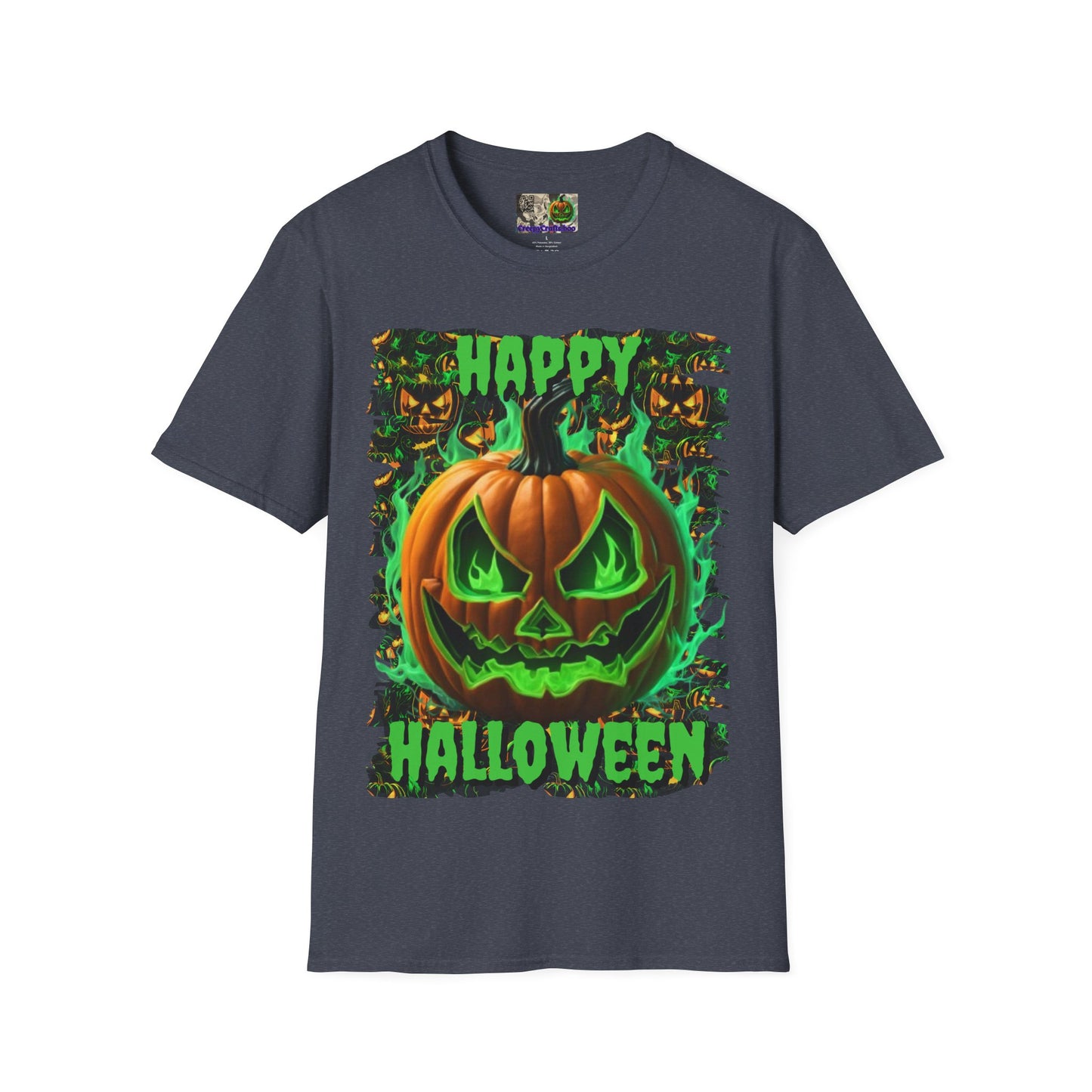 Happy Halloween Green Jack Dark colors Unisex T-Shirt by CreepyCrafts.boo