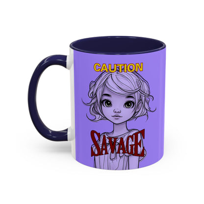 Caution, Savage Light Purple Accent Mug by cypherpunkgear.com