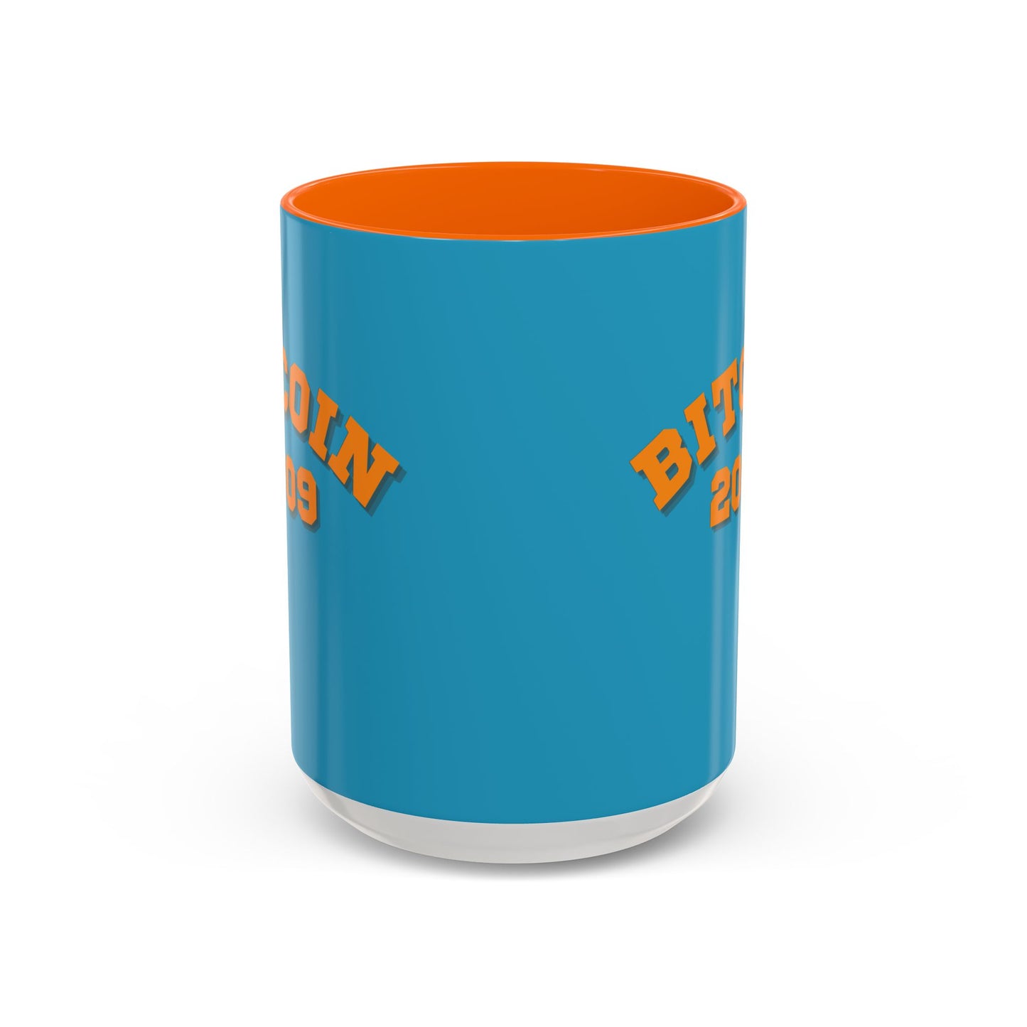 Bitcoin 2009 Turquoise Accent Mug by cypherpunkgear.com