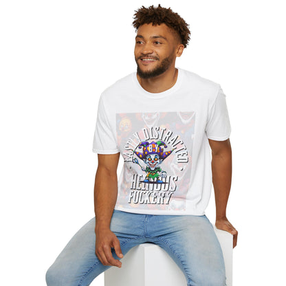 Easily Distracted by Heinous Fuckery Little Jincs LTcolors Unisex T-Shirt by cypherpunkgear