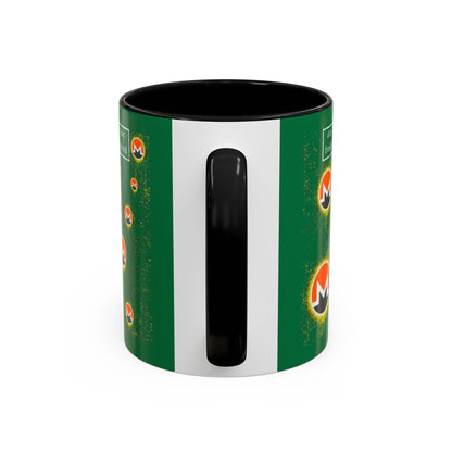 Monero (XMR) don't assume your freedoms are assured Green Accent Mug by cypherpunkgear.com