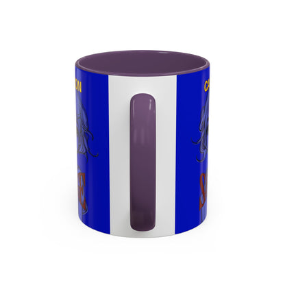 Caution, Savage Dark Blue Accent Mug by cypherpunkgear.com