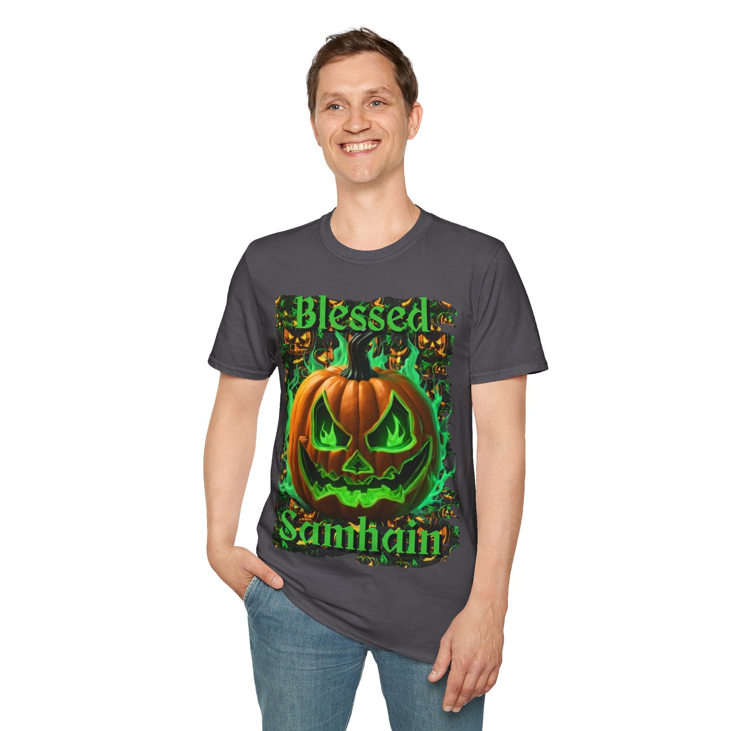 Blessed Samhain Green Jack Unisex T-Shirt by cypherpunkgear