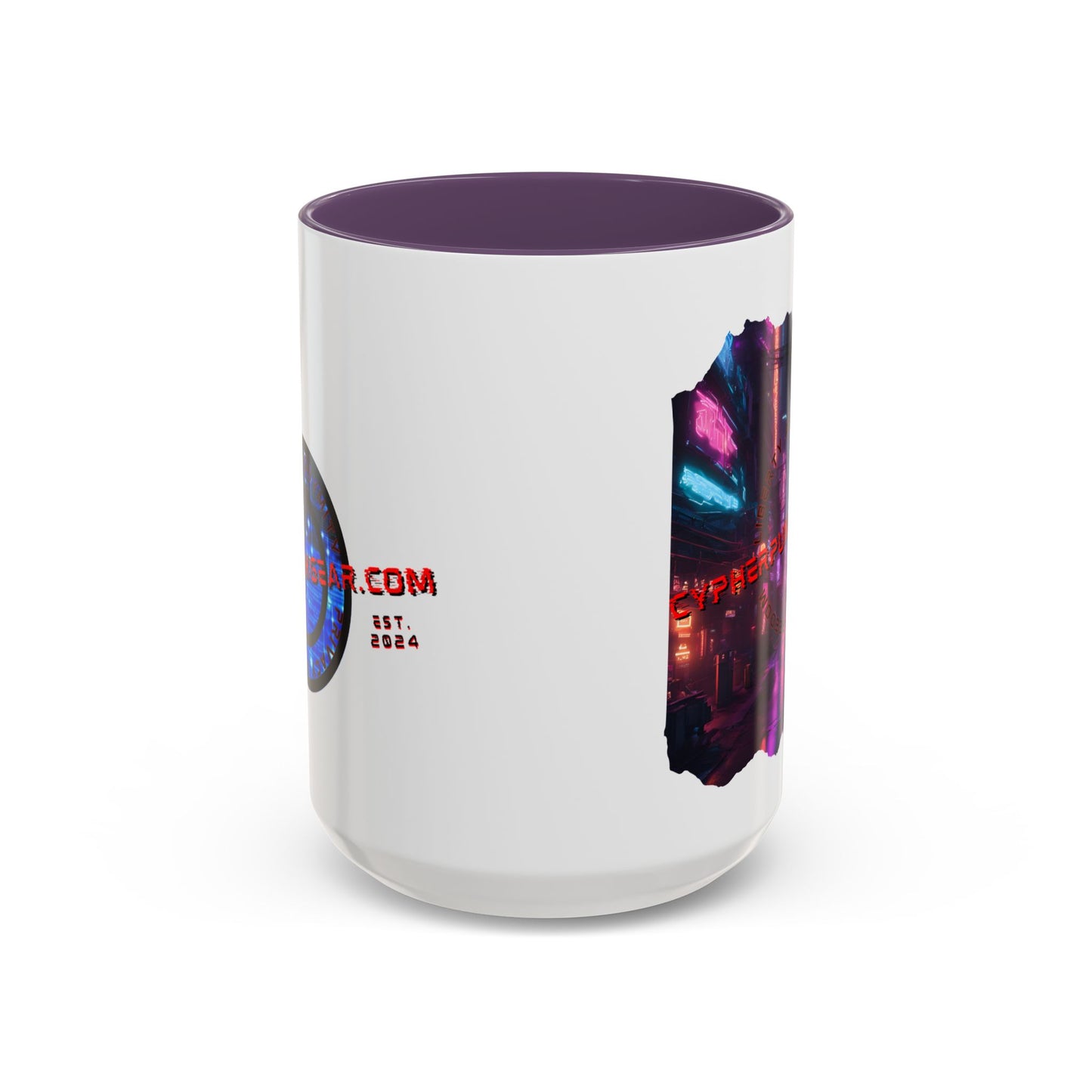 2-sided, cypherpunkgear.com Logo & Cityscape Accent Mug by cypherpunkgear.com