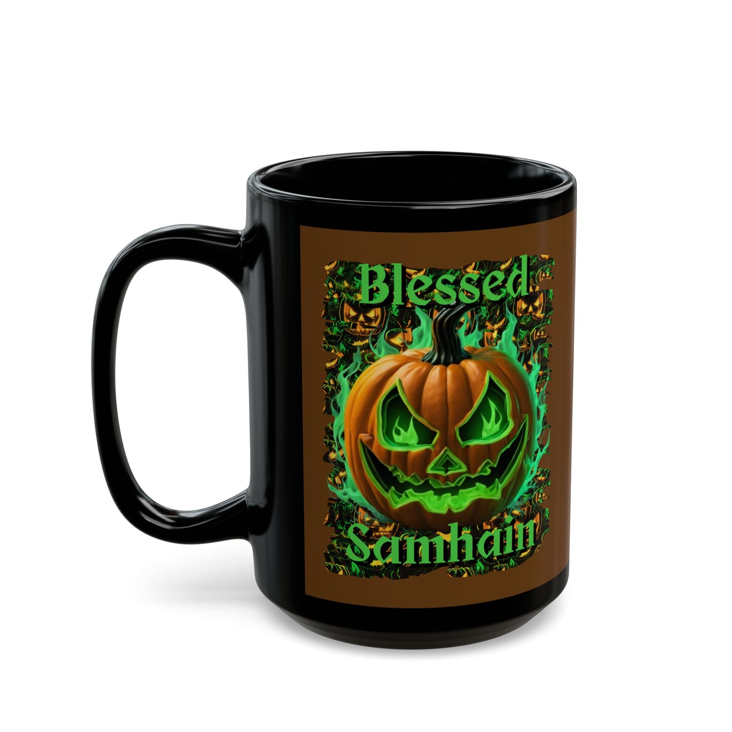 Blessed Samhain Green Jack Brown Mug by CreepyCrafts.boo