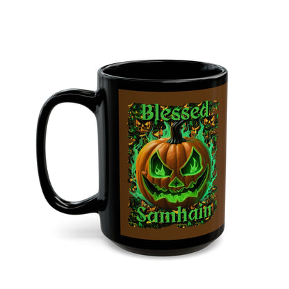 Blessed Samhain Green Jack Brown Mug by CreepyCrafts.boo