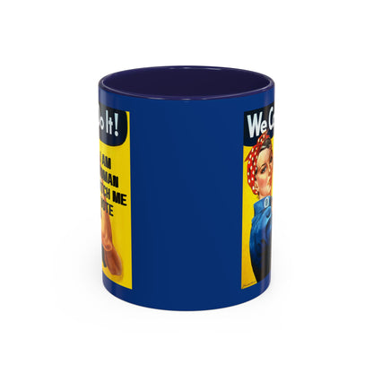 I Am Woman Watch Me Vote Rosie Dark Blue Accent Mug by cypherpunkgear.com
