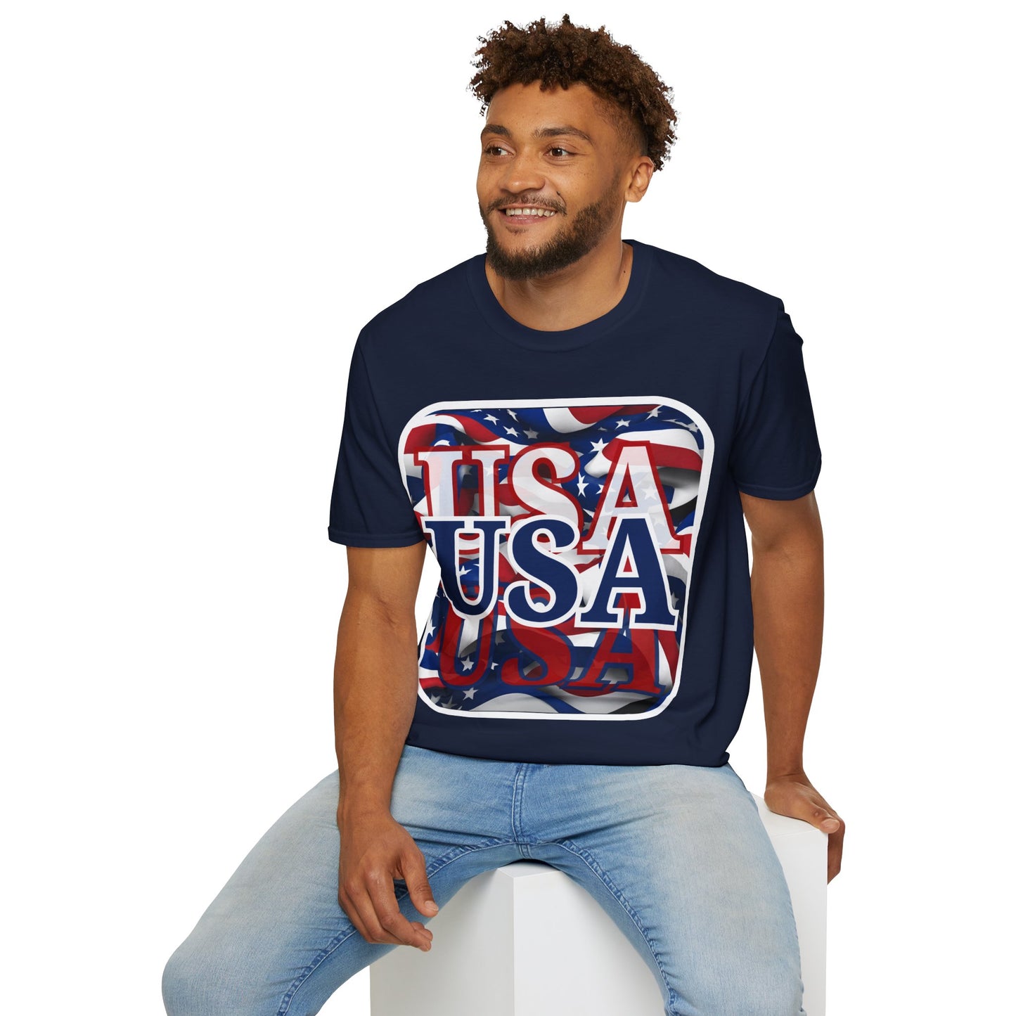 Red White and BLUE USA Patriot Dark colors Unisex T-Shirt by cypherpunkgear.com