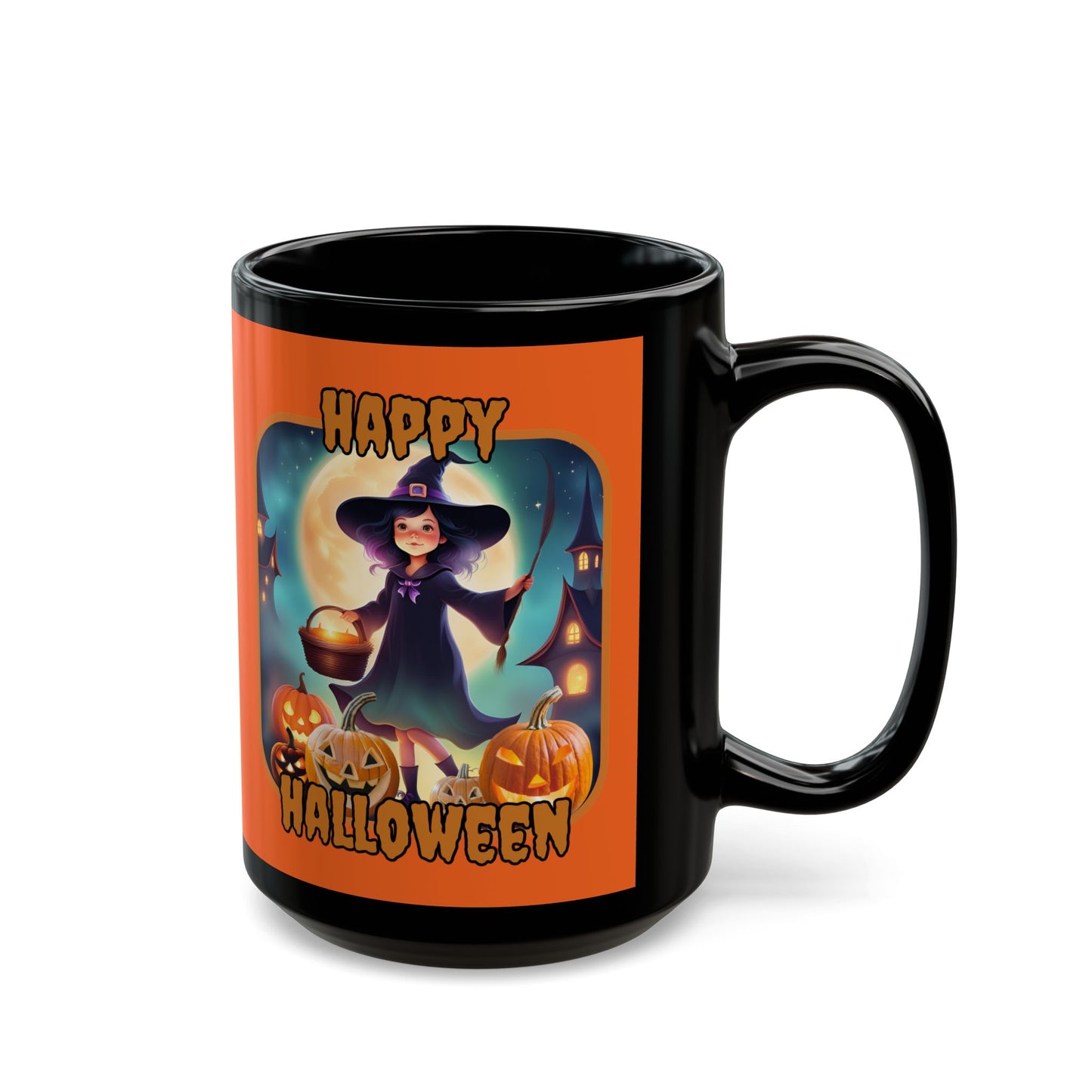 Happy Halloween Little Witch Orange font Orange Mug by CreepyCrafts.boo