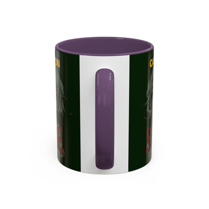 Caution, Savage Dark Green Accent Mug by cypherpunkgear.com