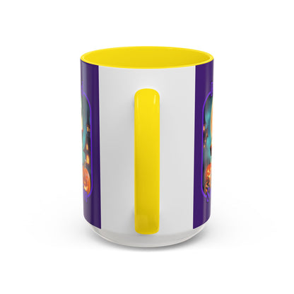 Blessed Samhain Little Witch Purple font Purple Accent Mug by CreepyCrafts.boo
