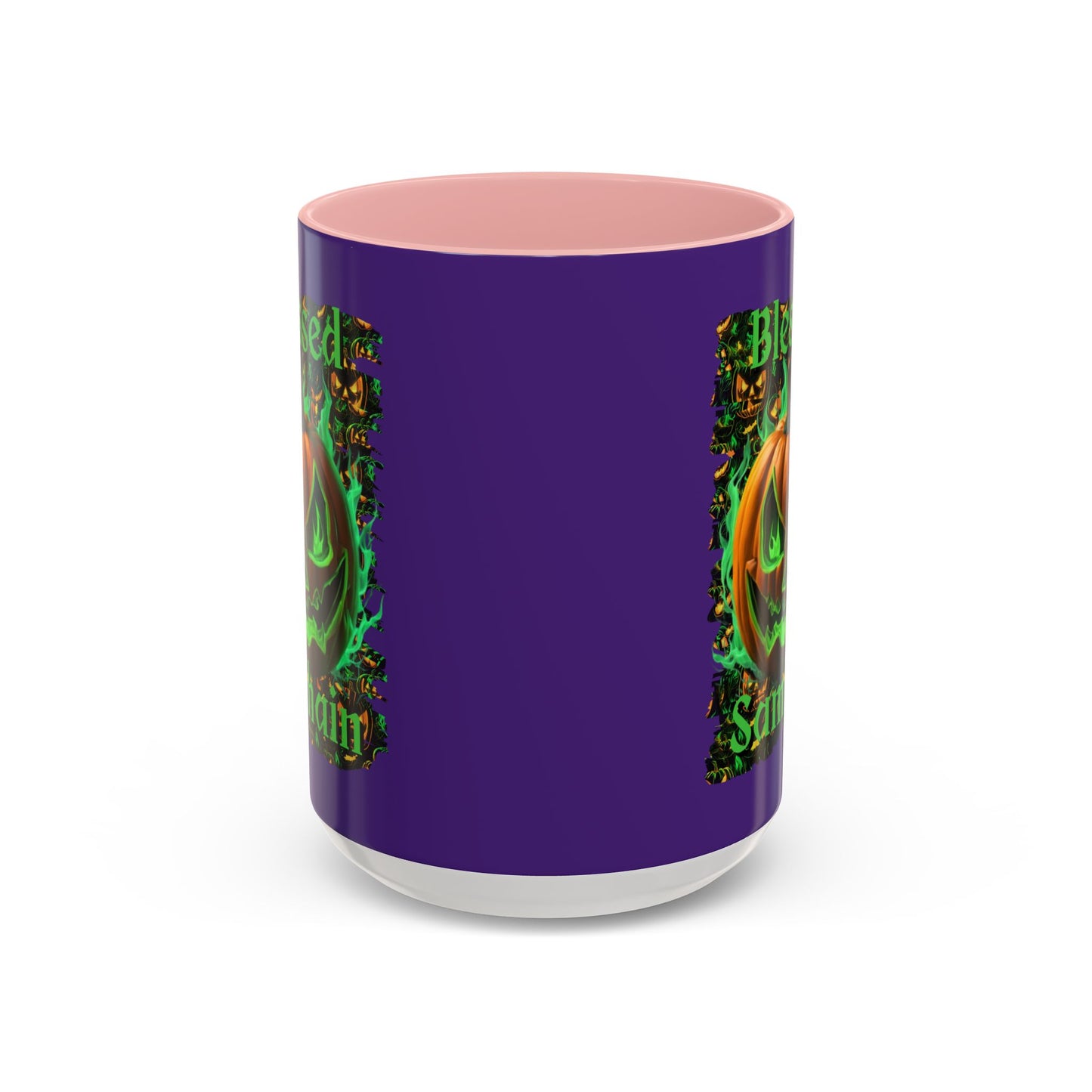 Blessed Samhain Green Jack Purple Accent Mug by CreepyCrafts.boo