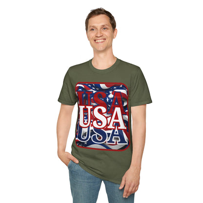 Red WHITE and Blue USA Patriot DKcolors Unisex T-Shirt by cypherpunkgear