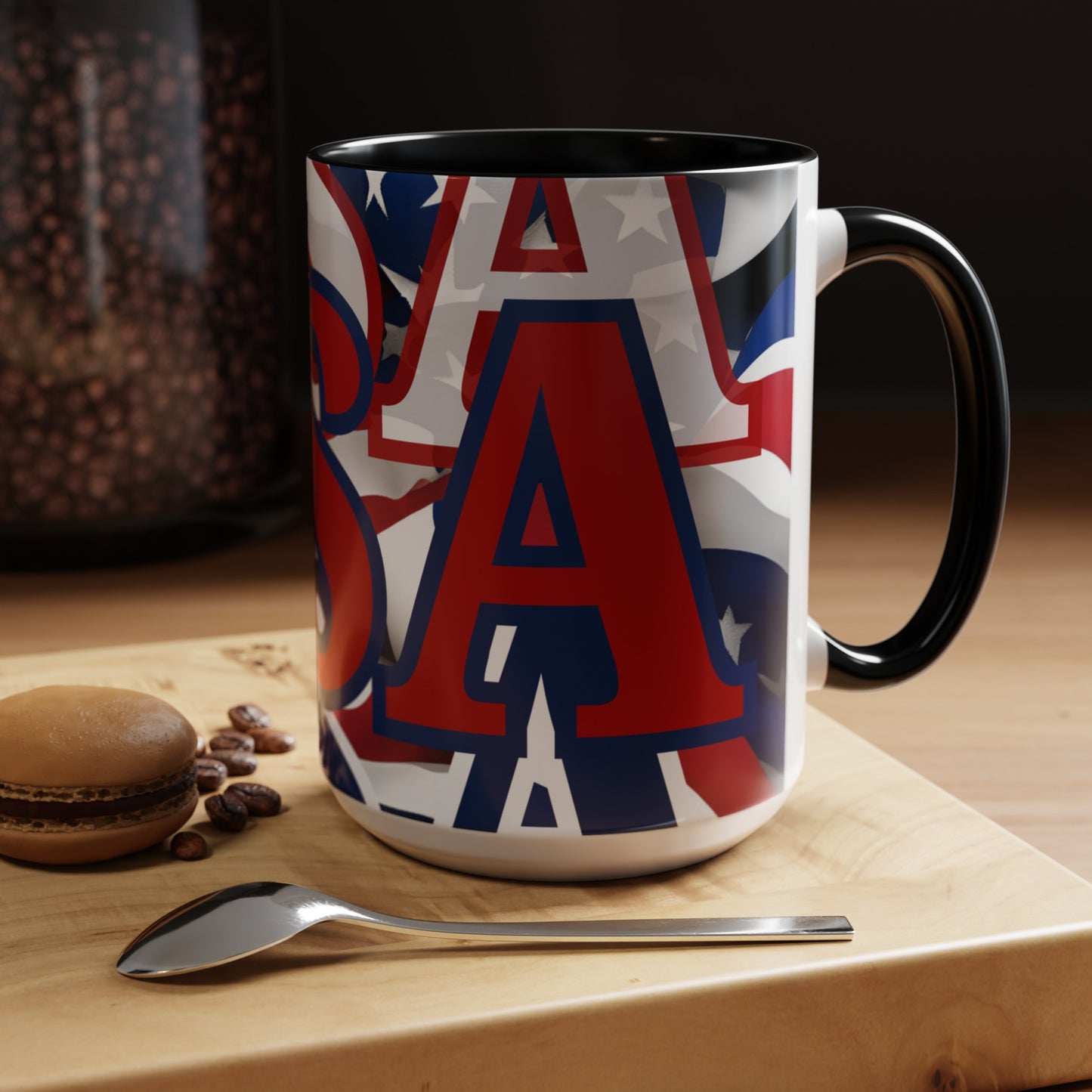 USA! USA! USA RDfont Patriot Accent Mug by cypherpunkgear