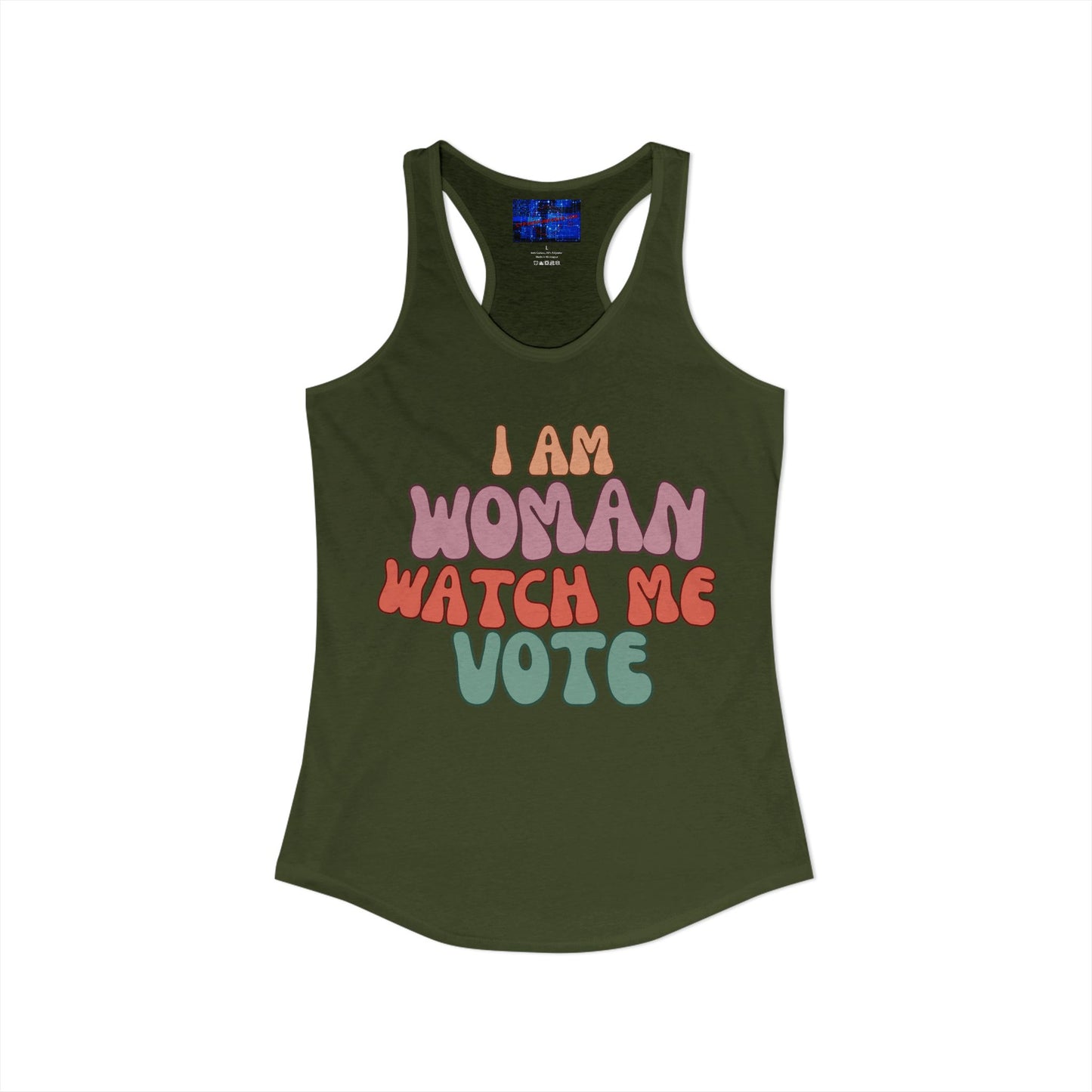 I Am Woman Watch Me Vote Women's Racerback Tank Top by cypherpunkgear.com