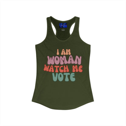I Am Woman Watch Me Vote Women's Racerback Tank Top by cypherpunkgear.com