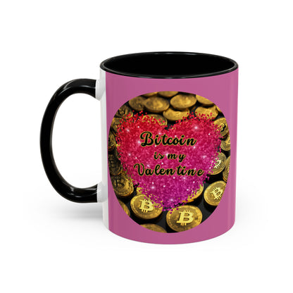 Bitcoin is My Valentine Pink Accent Mug by cypherpunkgear.com