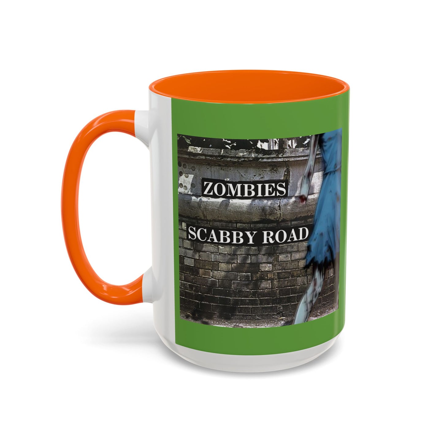 2-sided, Scabby Road Green Accent Mug by CreepyCrafts.boo