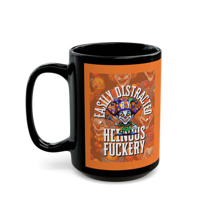Easily Distracted by Heinous Fuckery Little Jinx Orange Mug by cypherpunkgear.com