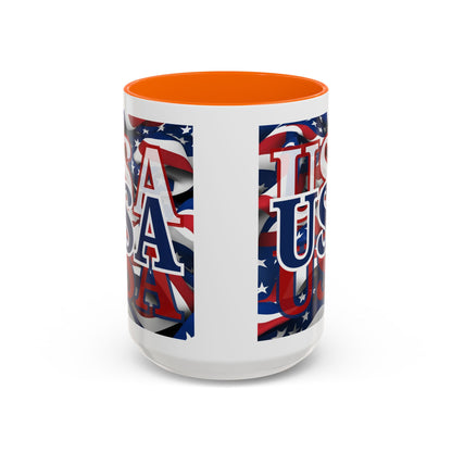 USA Blue font Center Patriot Accent Mug by cypherpunkgear.com