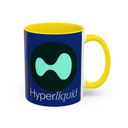 Hyperliquid White font Blue Accent Mug by cypherpunkgear.com