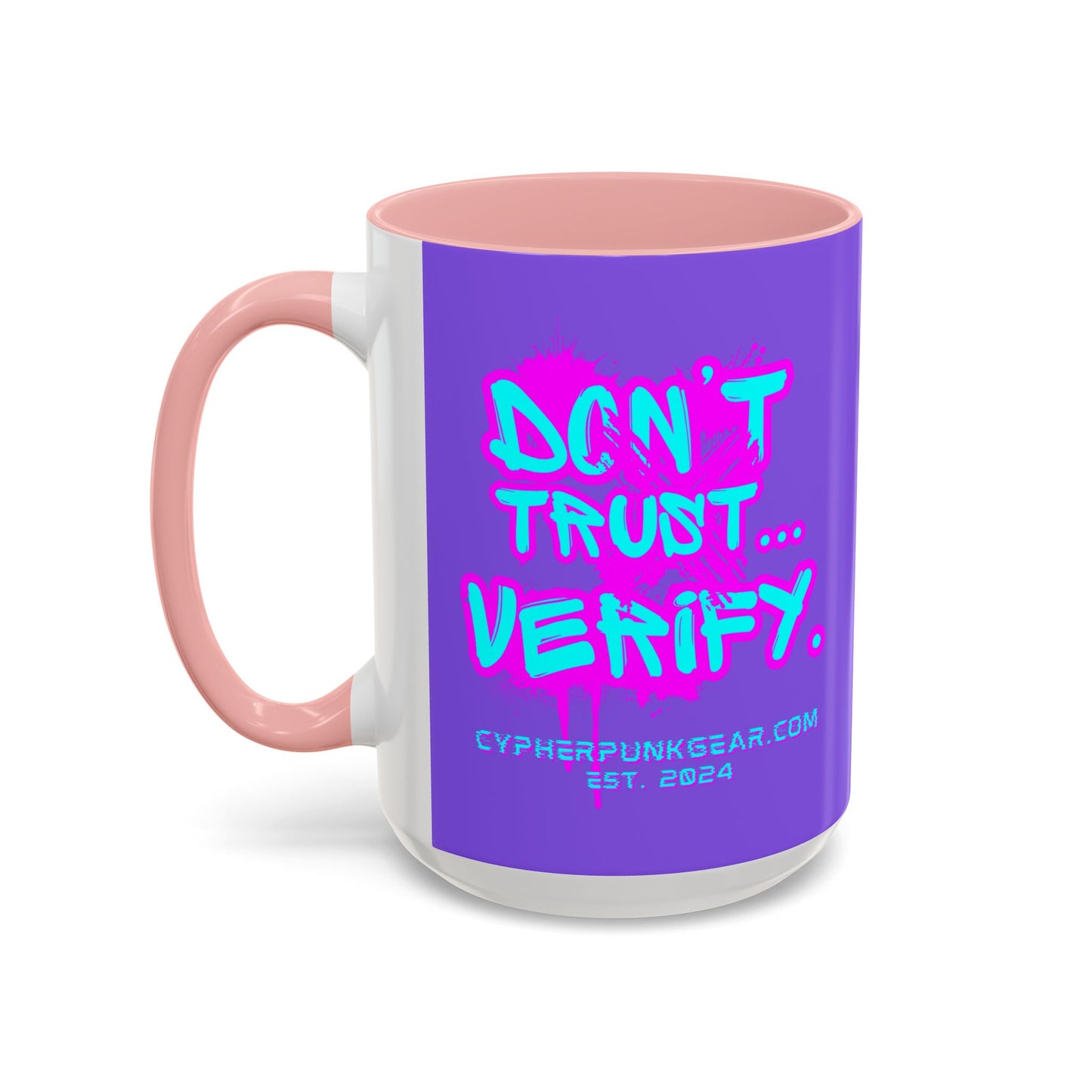 Don't Trust...Verify. Light Purple Accent Mug by cypherpunkgear.com