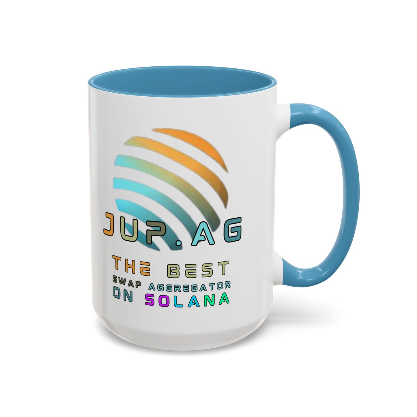 Jupiter (JUP) the best aggregator on Solana White Accent Mug by cypherpunkgear.com