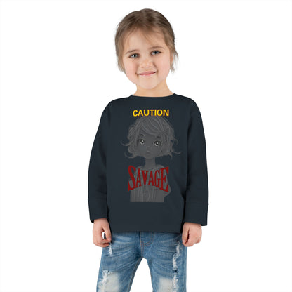 Caution: Tiny but Savage Toddler Long Sleeve Tee by cypherpunkgear.com