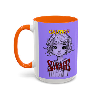 Caution, Savage Light Purple Accent Mug by cypherpunkgear.com
