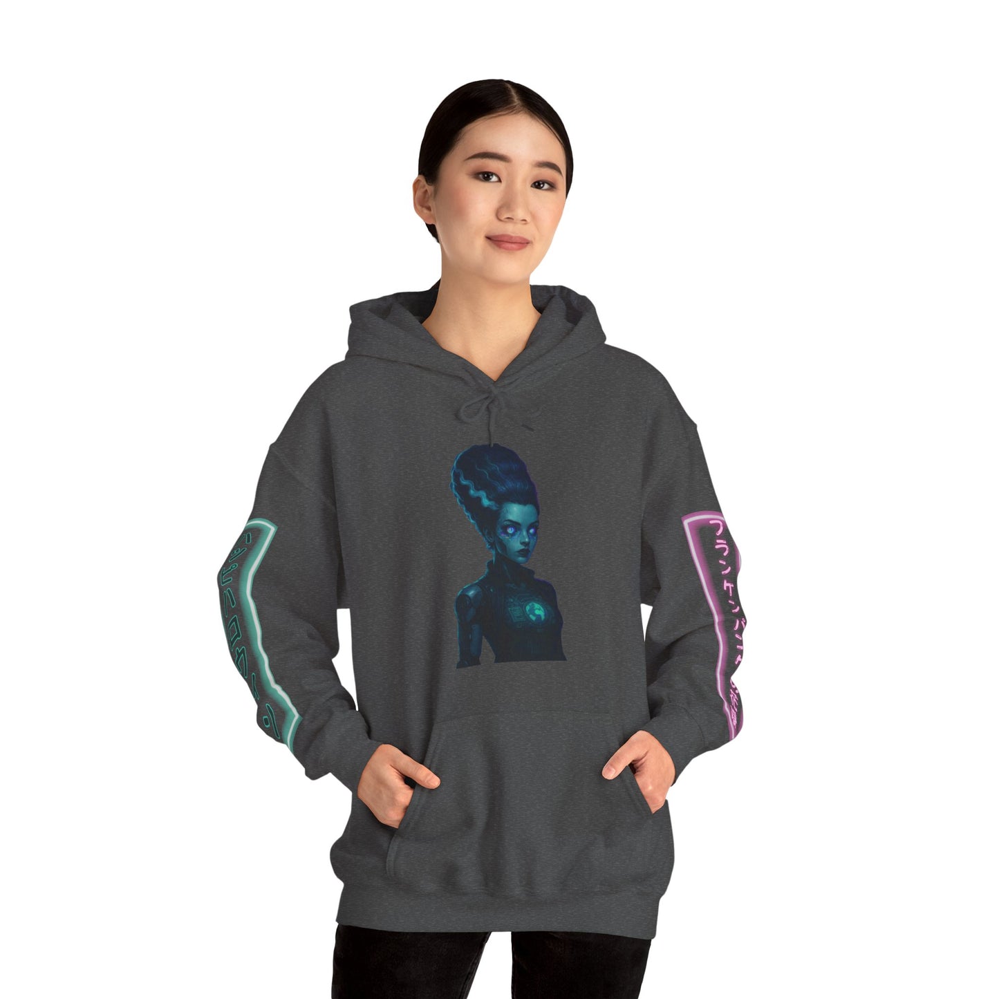 Neon Bride of Frankenstein Hoodie Unisex Hooded Sweatshirt by CreepyCrafts.boo