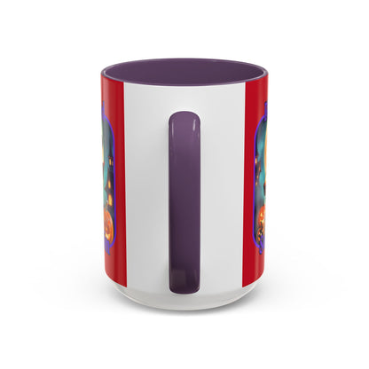 Blessed Samhain Little Witch Purple font Red Accent Mug by CreepyCrafts.boo