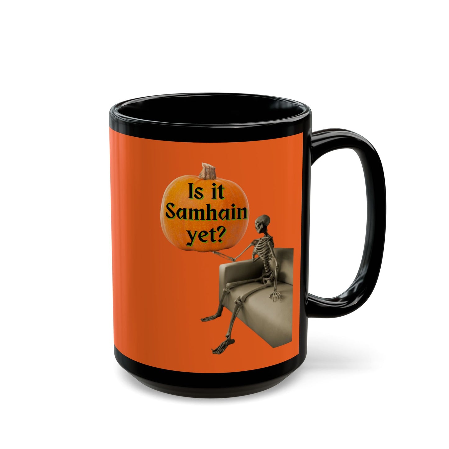 Is it Samhain yet? Skeleton's Pumpkin Orange Mug by CreepyCrafts.boo