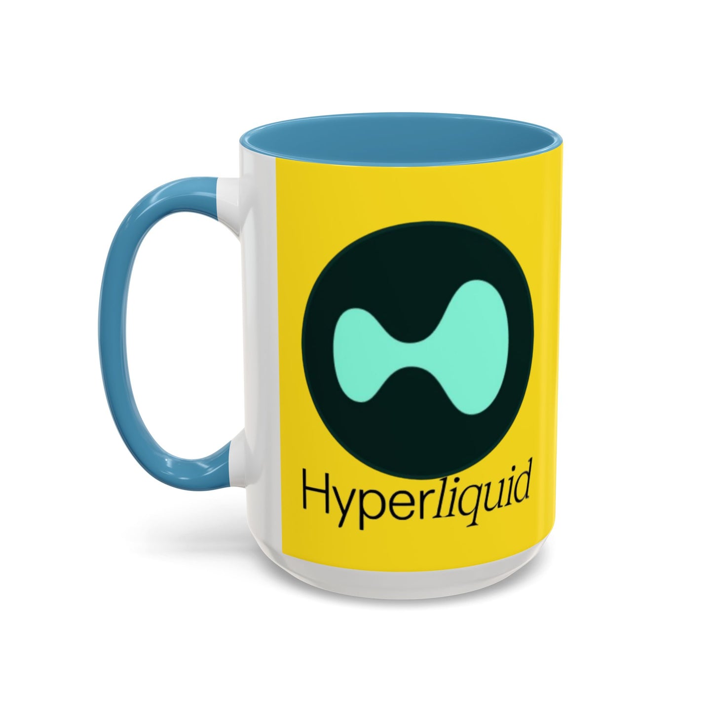 Hyperliquid Black font Yellow Accent Mug by cypherpunkgear.com