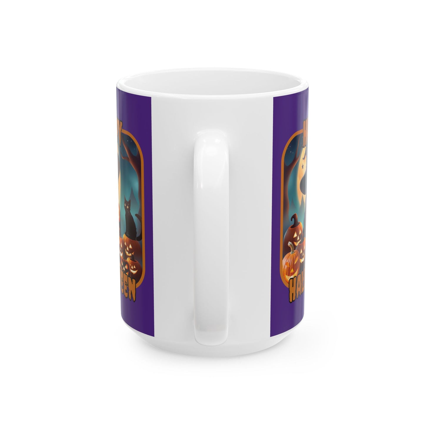 Happy Halloween Cute Witch ORfont Purple Mug by cypherpunkgear