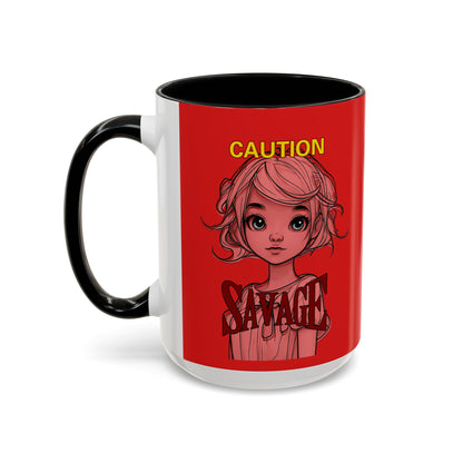 Caution, Savage Red Accent Mug by cypherpunkgear.com