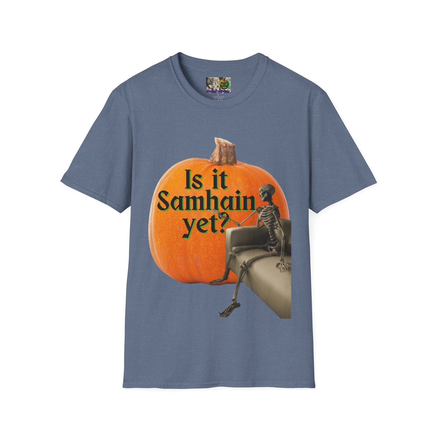 Is It Samhain Yet? Skeleton's Giant Pumpkin Dark colors Unisex T-Shirt by CreepyCrafts.boo
