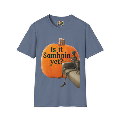 Is It Samhain Yet? Skeleton's Giant Pumpkin Dark colors Unisex T-Shirt by CreepyCrafts.boo
