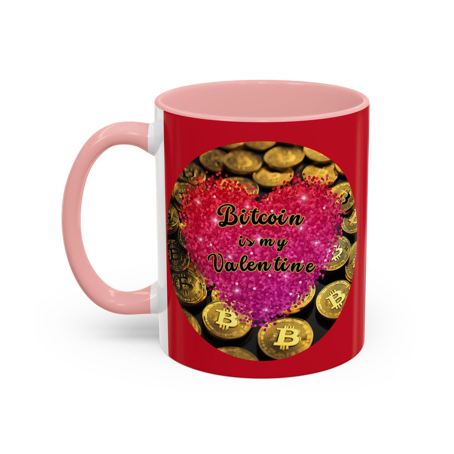 Bitcoin is My Valentine Red Accent Mug by cypherpunkgear.com