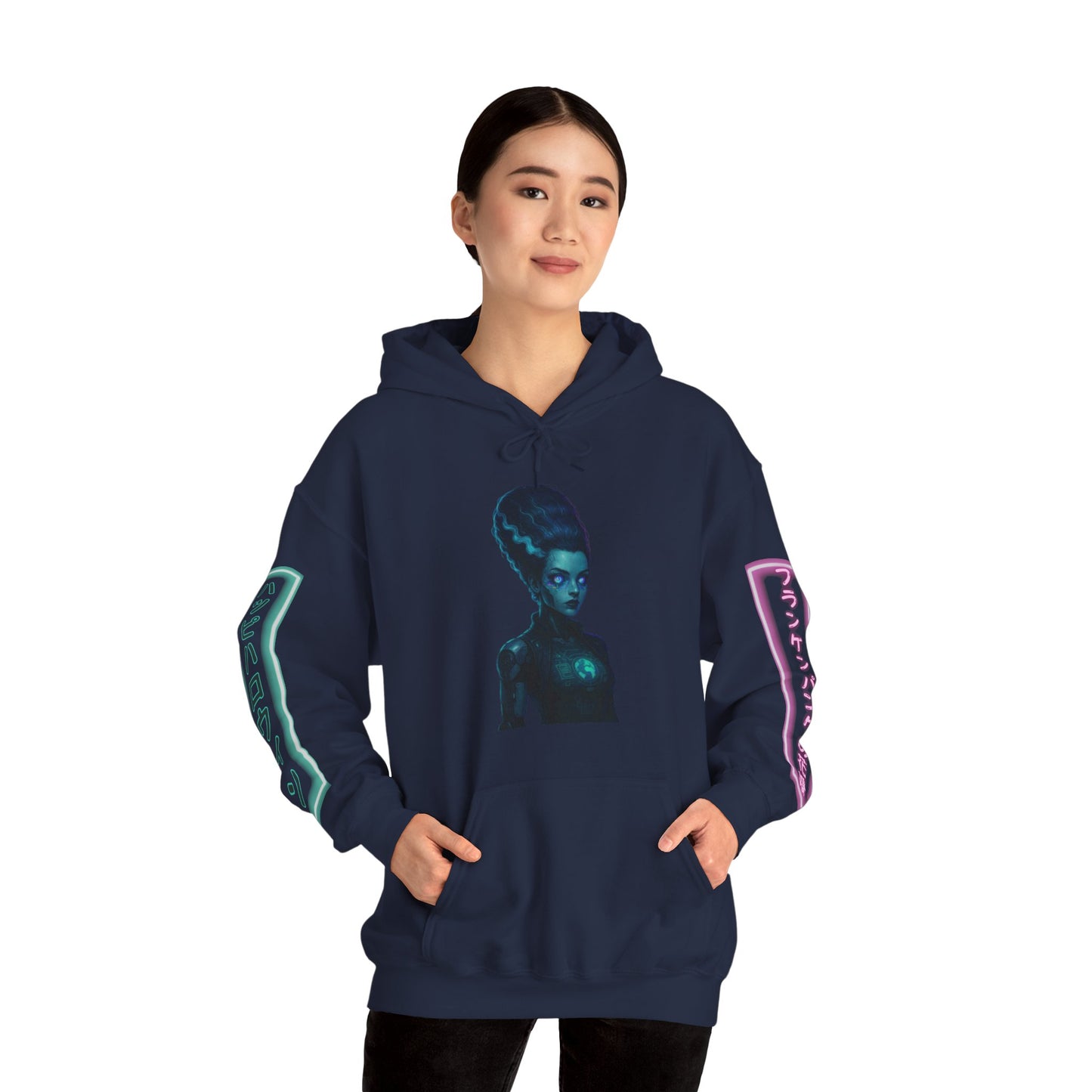 Neon Bride of Frankenstein Hoodie Unisex Hooded Sweatshirt by CreepyCrafts.boo